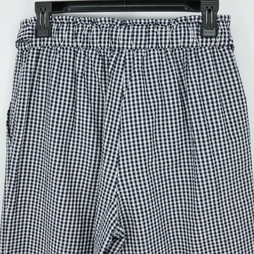 Loft Pants Womens Small Black White Seersucker Check Wide Leg Belt Beach New - Picture 8 of 12
